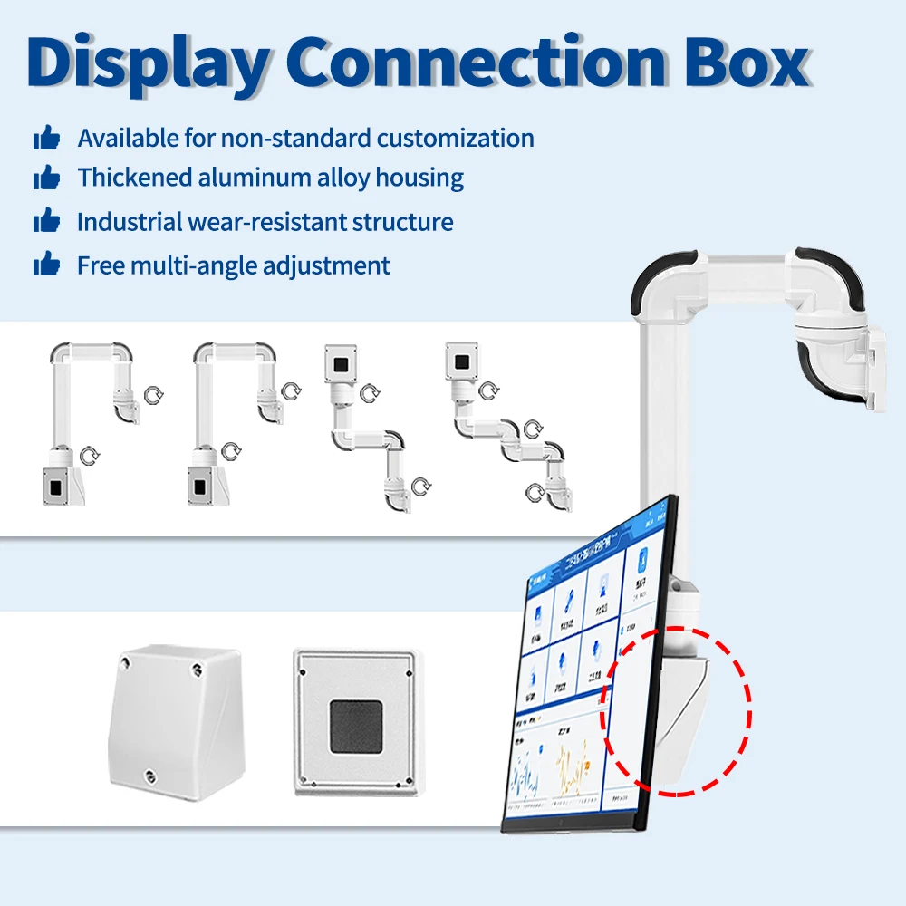 The industrial monitor bracket can be rotated from 0 to 320 degrees and can be mounted on the wall from the side