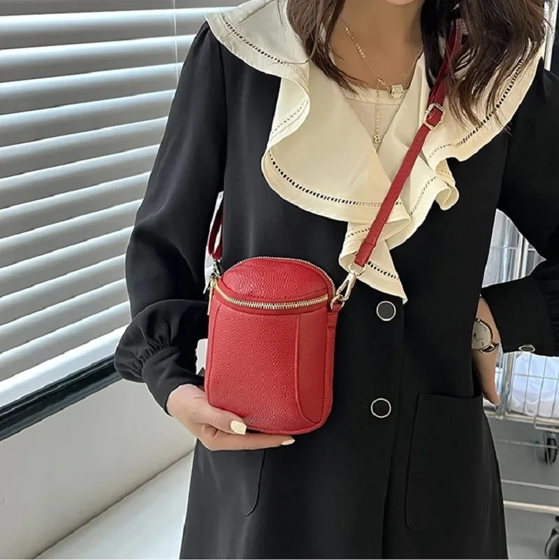 Luxury Genuine Leather Shoulder Bags for Women Designer Crossbody Bag Small Female Cell Phone Bag Purse Fashion Women\'s Handbag