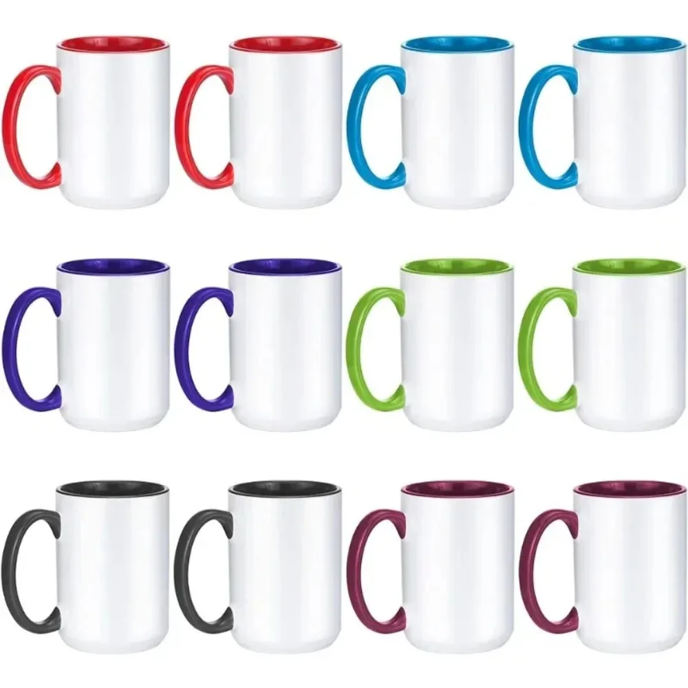 

12 Cups 15 Ounce Coffee Cups, White and Durable Ceramic Mug