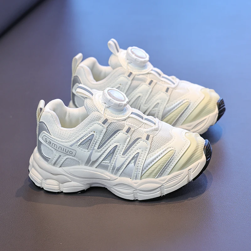 Children Shoes Flat Sport Hiking Shoes for Older Kids Sneakers Boy Girl Casual Walking Trekking Footwear Rotate Button Sneaker