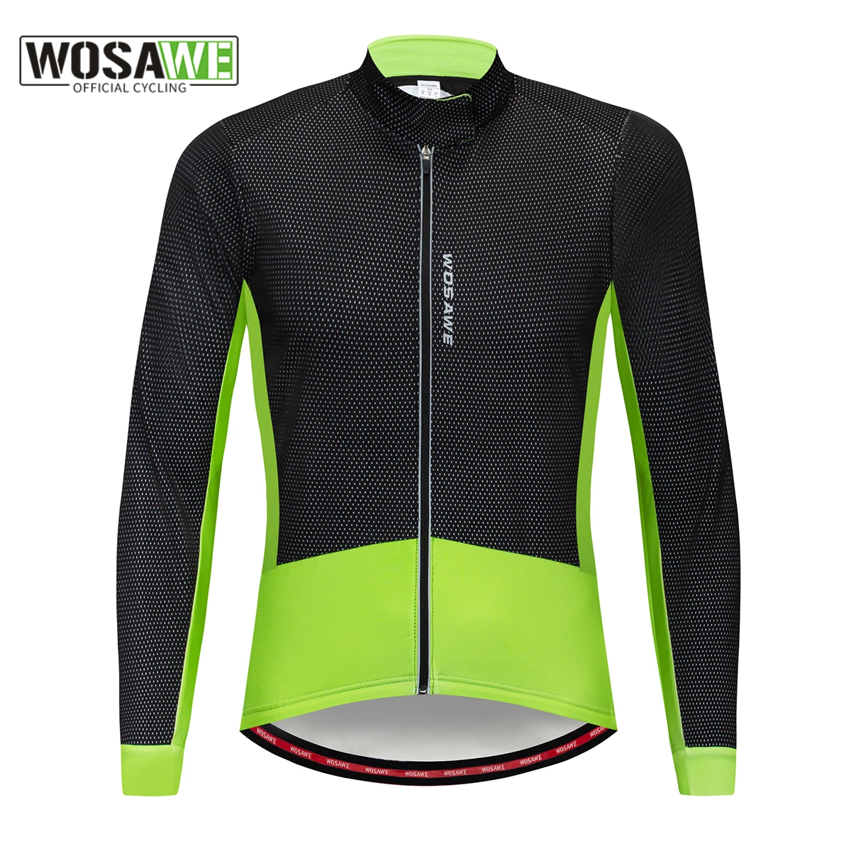 WOSAWE Men Winter Cycling Jackets Thermal MTB Bicycle Running Jacket Windproof Breathable Reflective Softshell Windbreaker