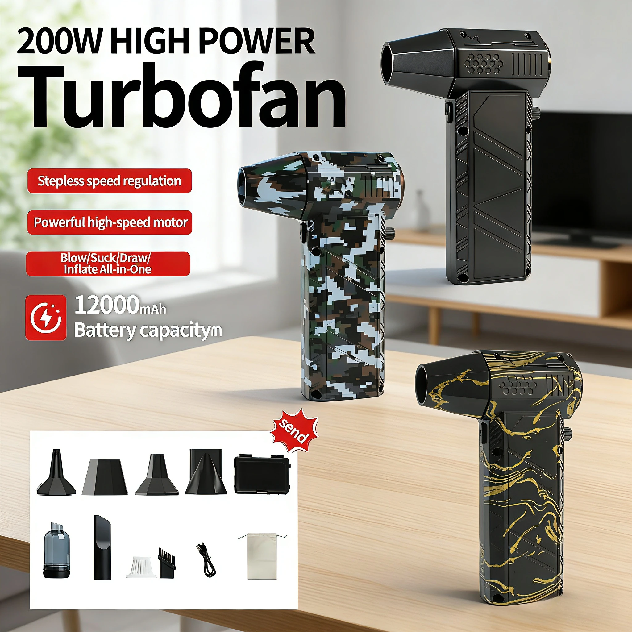 

X16 high-power jet fan,990000 RPM,wind speed 75m/s,brushless motor,dust and snow remover,extensive use,Electric air dust remover