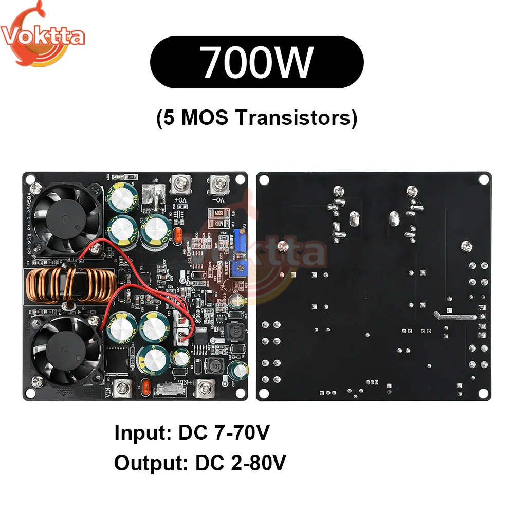 Gaqqee DC 7-70V 20A 600W 700W Hochleistungs-Buck-Boost-Modul DC-DC Step Up/Down-Stromversorgung Einstellbarer Spannungsregler-Lademodul 4