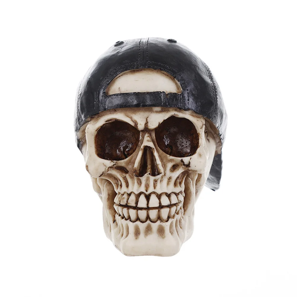 

Realistic Resin Skull Halloween Decoration Eerie Gift Desktop Horror Skull Decor Black Halloween Decor