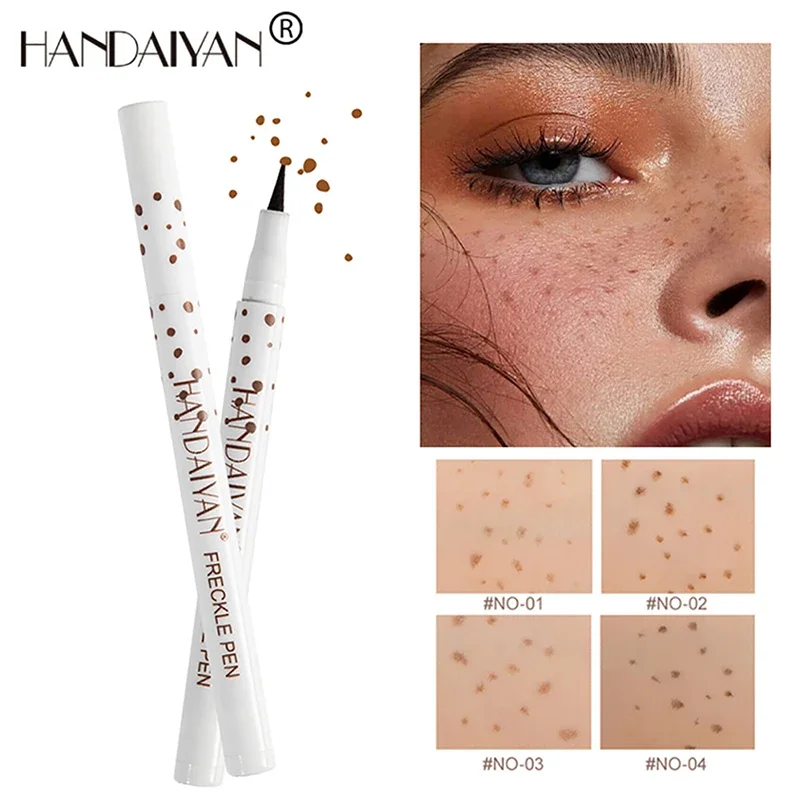 Natural Freckle Pen, de longa duração, impermeável, ponto, criar sem esforço sunkissed maquiagem, macio marrom Freckle Pen, 4 pcs