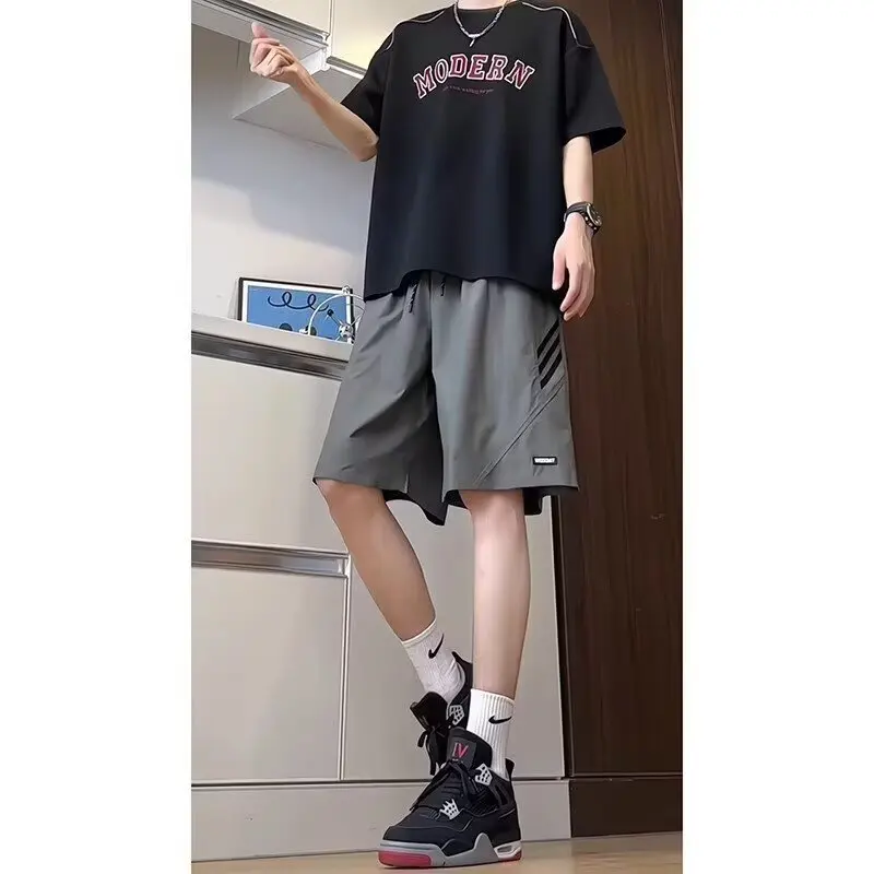

Summer Large Size Men's Straight Leg Loose Fit Sports Shorts Casual Vintage Five-Point Pants High Street Trendy Brand