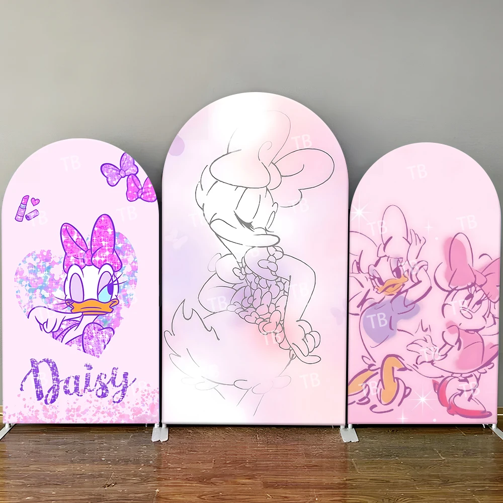 

Daisy Duck Disney Arch Backdrop Cover Gender Reveal Party Pink Bow Glitter Cute Photo Booth Props for Events & Home Decoration