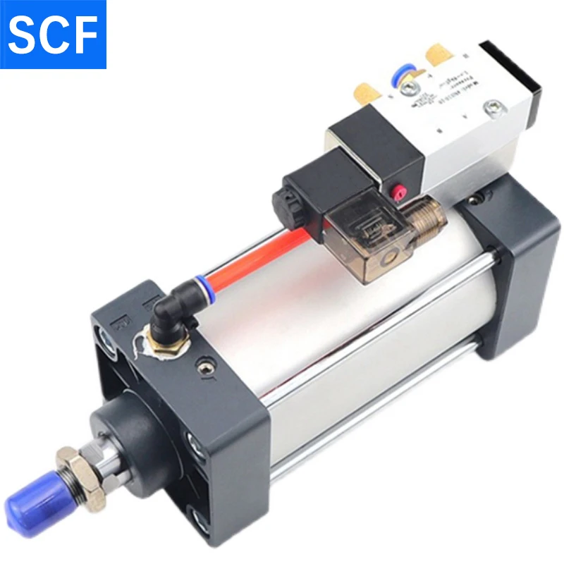 

Pneumatic SCF32 40 50 63 80 100 Standard Solenoid Valve Integrated Cylinder Stroke 25-1000mm Air Cylinders Set Without Magnetic