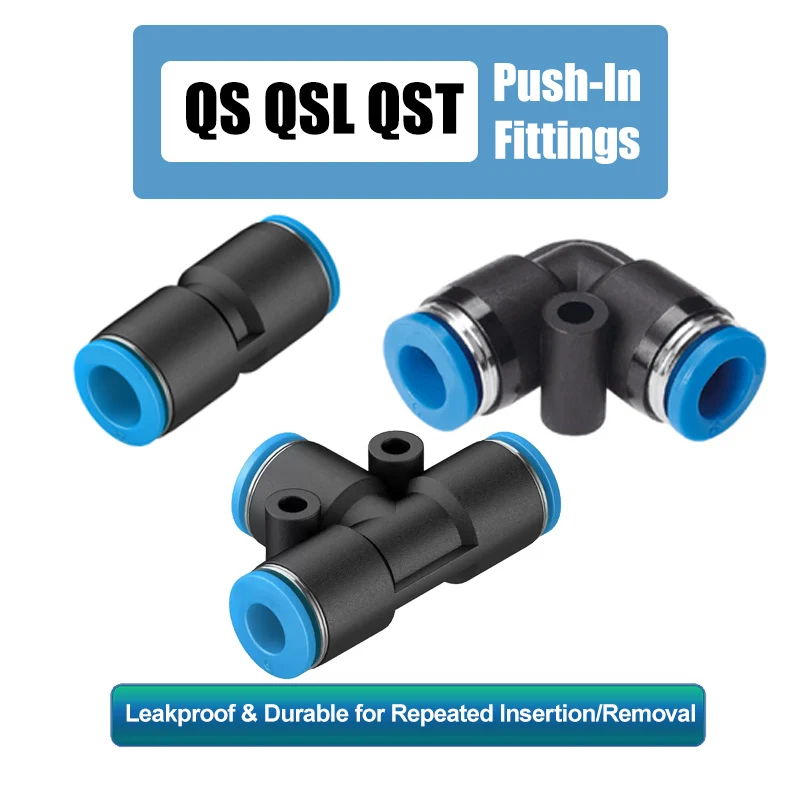 

10pcs/bag QS QSL QST-4 6 8 10 12 16 Series Joints Pneumatic Push in Fittings Air Tube Connector Push-in Quick Connector