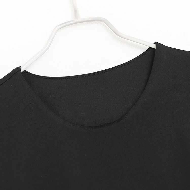 

Qui Dry Sweat Absorbing Slim Fit Elastic round Ne ort Sve T-irt Jumpsuit Color Casual Versatile T-irt