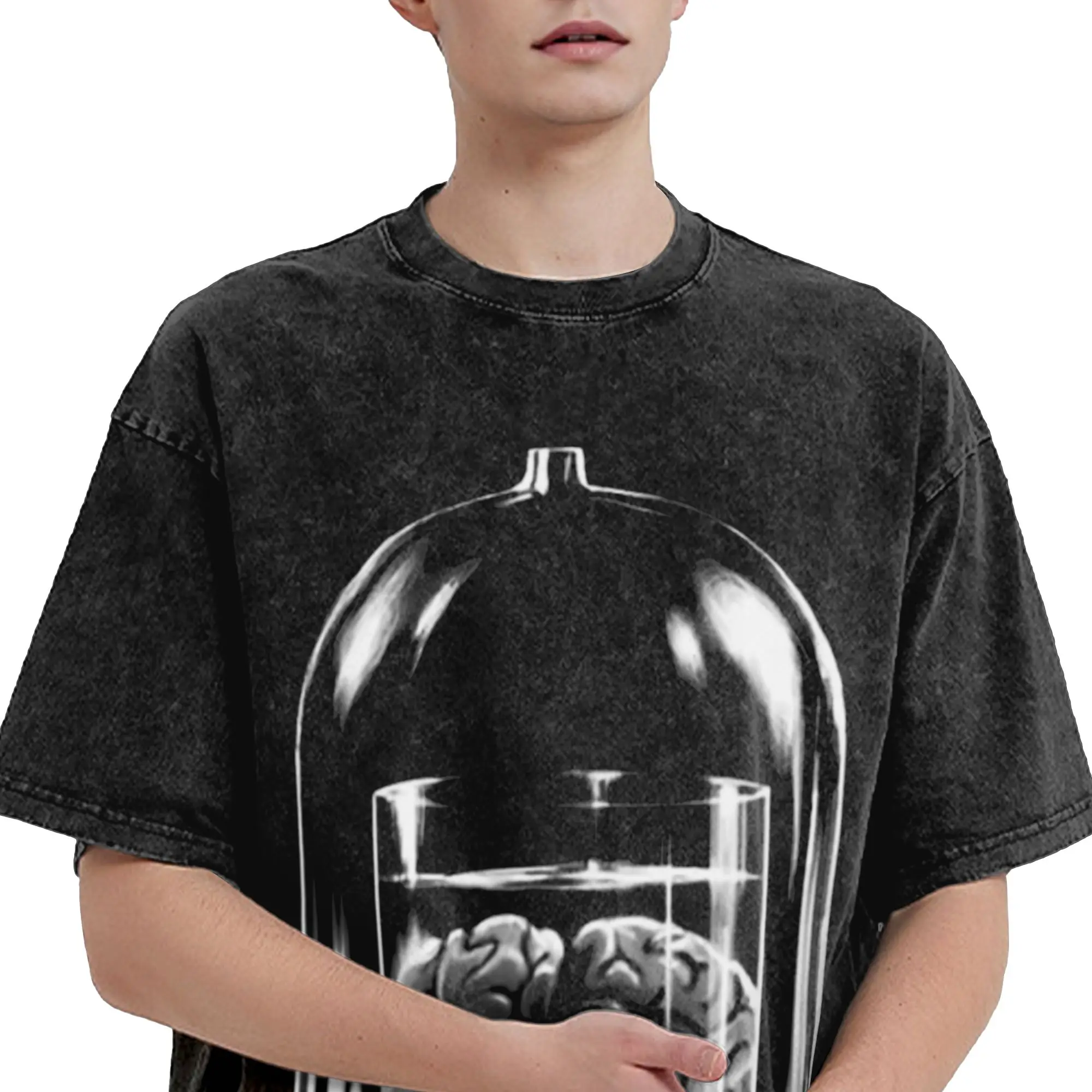 آبي عادي تي شيرت غسلها القطن الشارع تي شيرت هالوين الوحش فرانكنشتاين أزياء الرجال النساء بلايز الشارع الشهير المطبوعة تيز