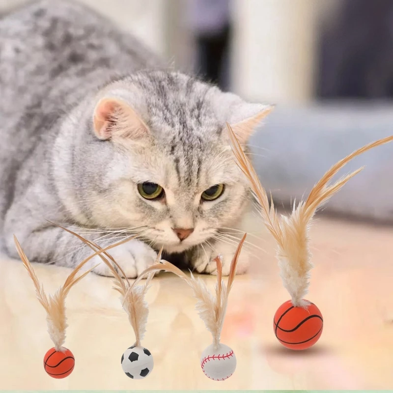 Cat Toys Interactive Bouncing Ball Indoor Rolling Magic Ball Teasing Stick Cat Dog Game Toy Accessories Supplies