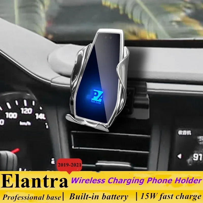 2019-2021 For Hyundai Elantra 6th 6 Gen Phone Holder Wireless Charger Car Mobile Phones Mount Navigation Bracket GPS Support 360