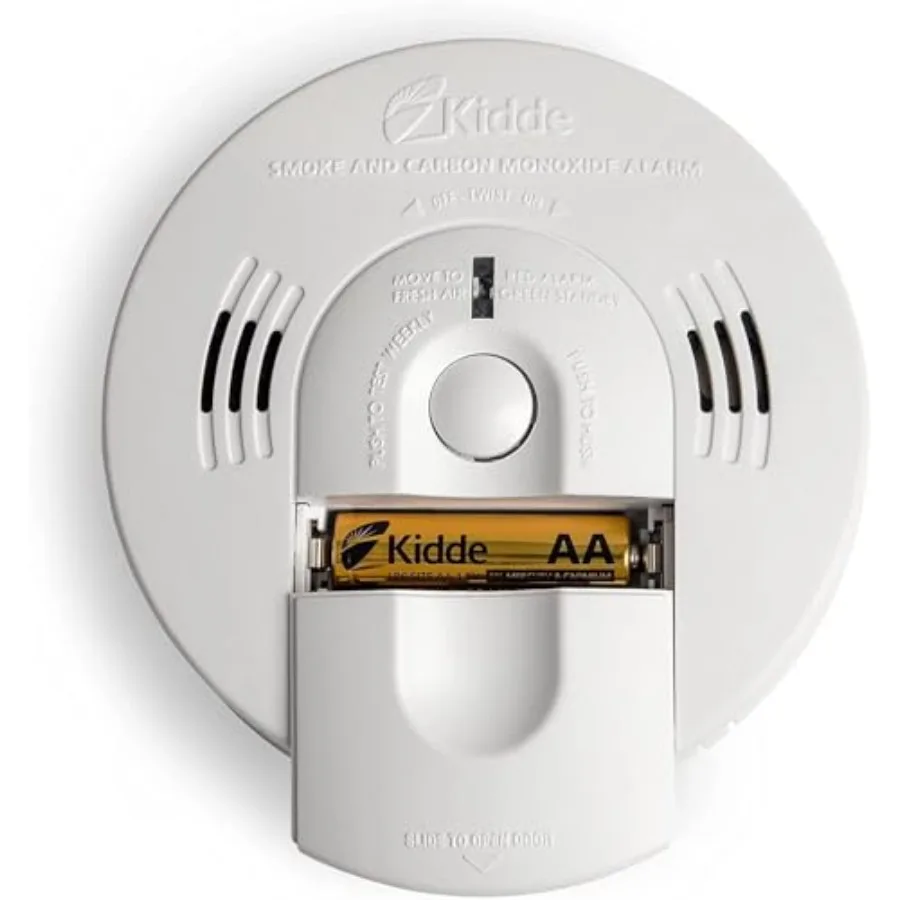 

Hardwired interconnect smoke CO detector with battery backup and voice alert for home safety, white, reliable dual-sensor prote