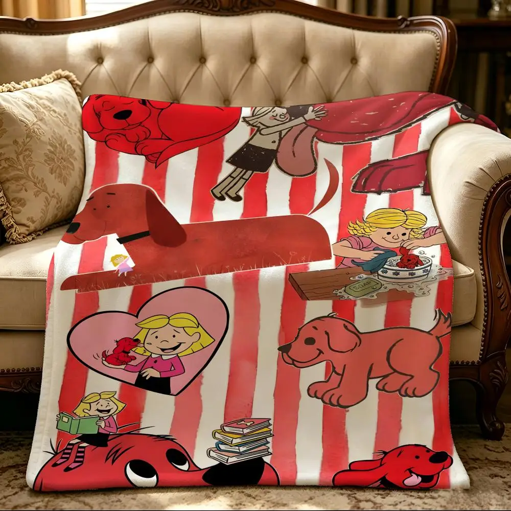 cartoon C-Clifford the Big Red Dog-g Throw Thick Comfort Flannel Quilt, Multi-scene Use Indoor Outdoor Daily Nap view 4