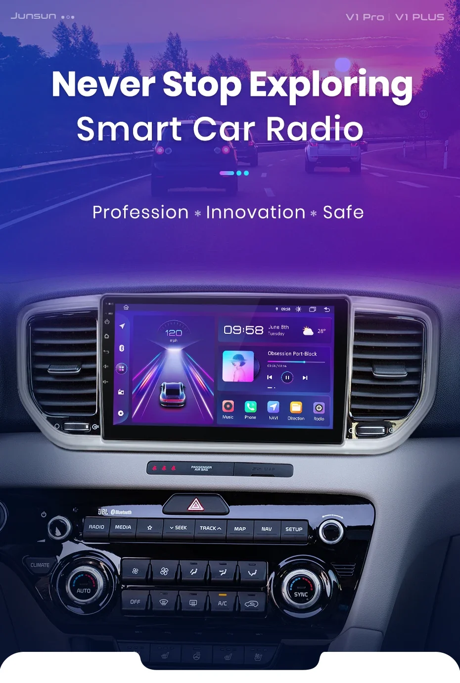 Junsun kabelloses carplay android auto radio für kia sportage 4 ql 2009-2015 auto intelligente systeme rds bt dsp 2 din autoradio – Detail 2
