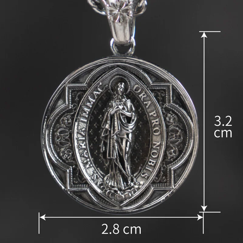 Vintage Stainless Steel Madonna Pendants Free Carving Neo-Gothic Men and Women Religious Prayer Talisman Necklace Party Jewelry