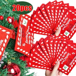 1/20PCS Christmas Tree Envelope Red Felt Santa Claus Letters Pendants Xmas Tree Party Home New Year Decoration Candy Gift Bags