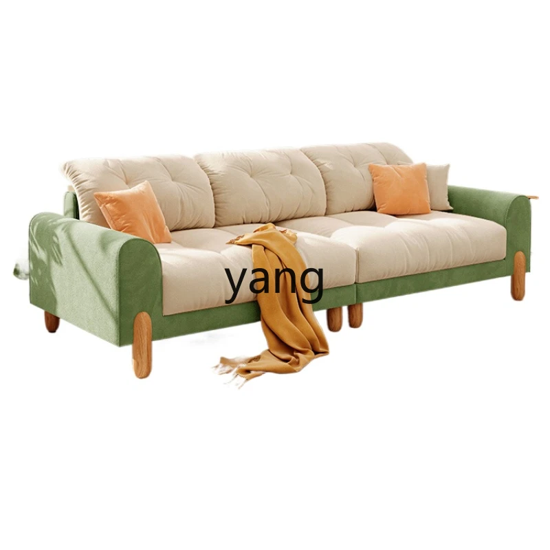 CX Cream Log Style Sofa Fabric Light Luxury Sofa Cat Fleece Living Room Large and Small Household Straight Row Sofa