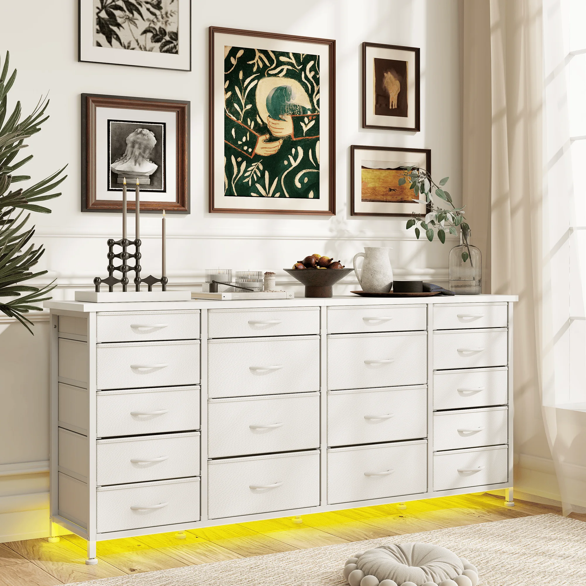 EnHomee 18-Drawer Long Fabric Dresser – 63