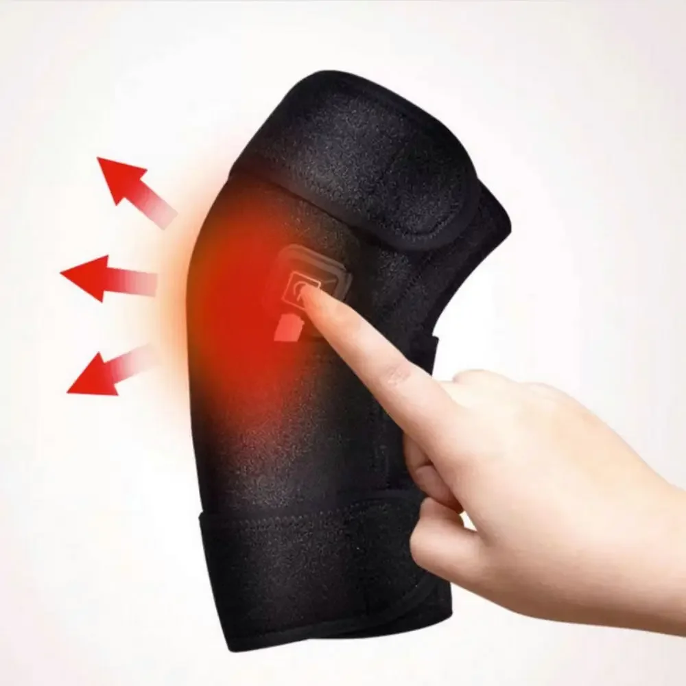3 in 1 Heated Knee Wrap Black 6 Adjustable Vibrations Electric Heating Massager Breathable Sore Muscle Recovery
