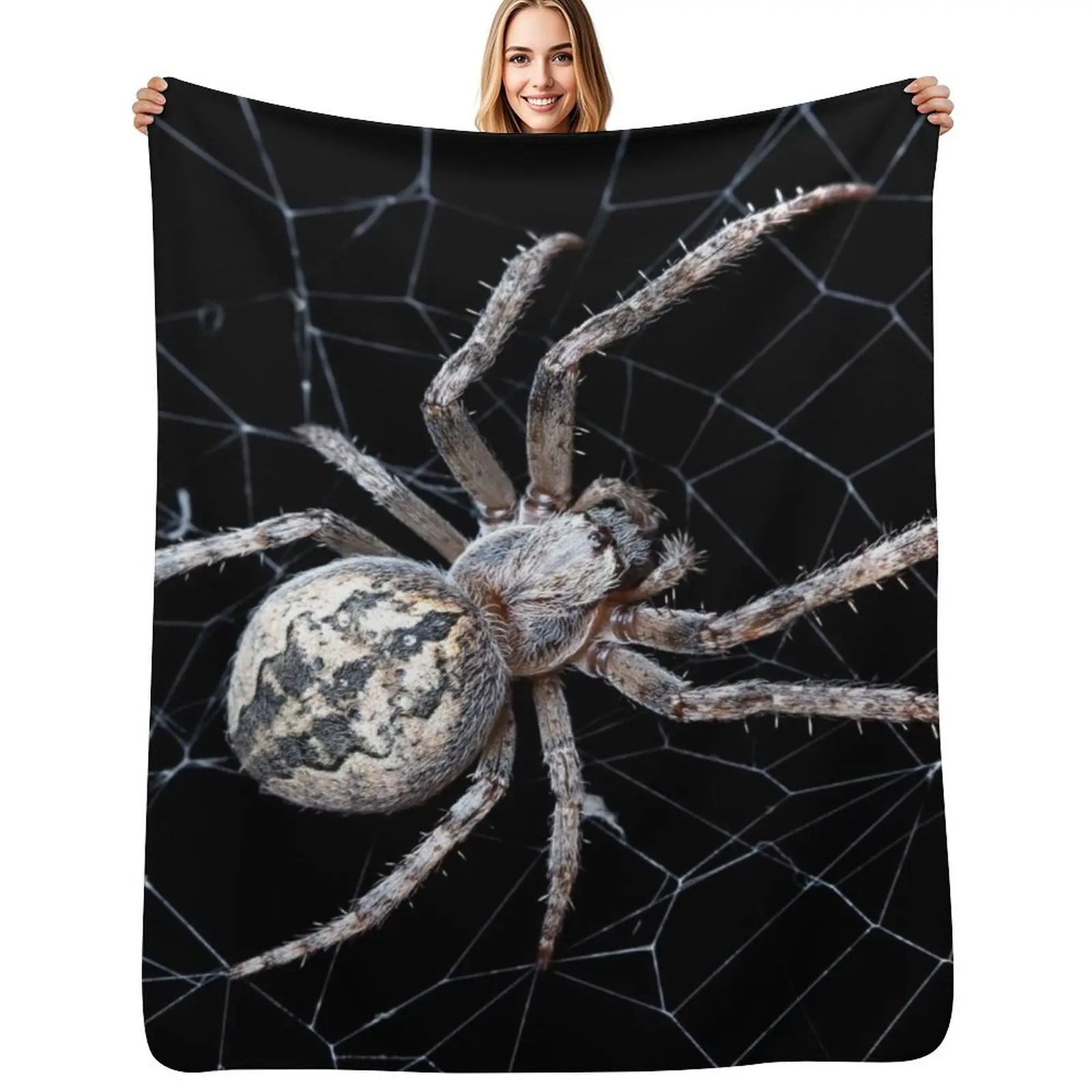 Big Spider On Cobweb Throw Blanket Cozy Napping Blanket Gift for Mom Dad