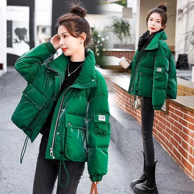 

Bright Down Coat For Women Short 2023 Winter Loose Fit Small Stature High-end Western Style bread Jacket Thickened Trendy Style