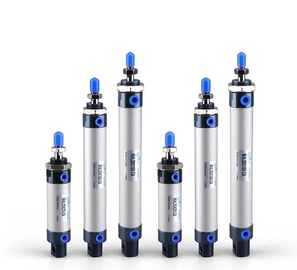 MAL Type 16/20/25/32/40/50mm Bore 25/50/75/100/150/200/250/300mm Stroke Single Rod Air Pneumatic Cylinder