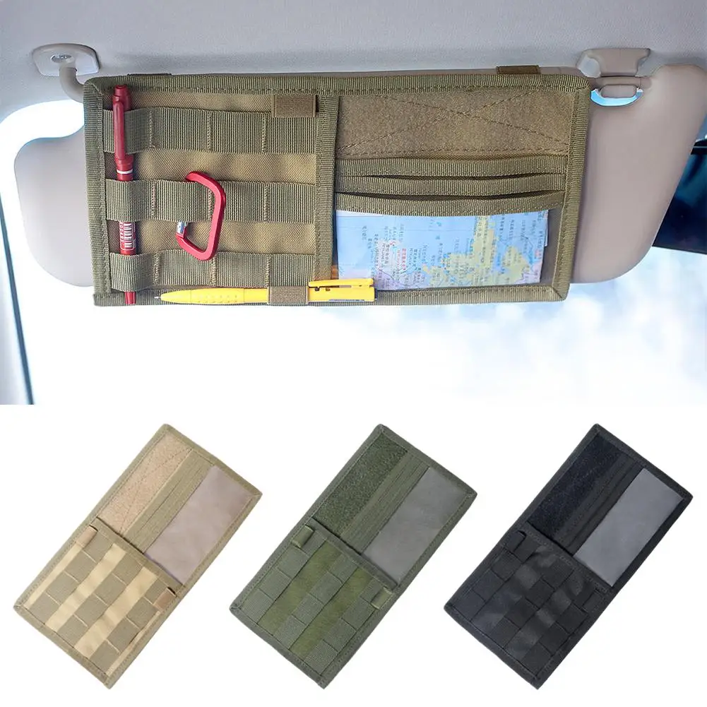 Multifunctional Tactical Car Sun Visor Storage Bag Organizer Interior Leisure Sports Storage Car Clip Accessories U9W2