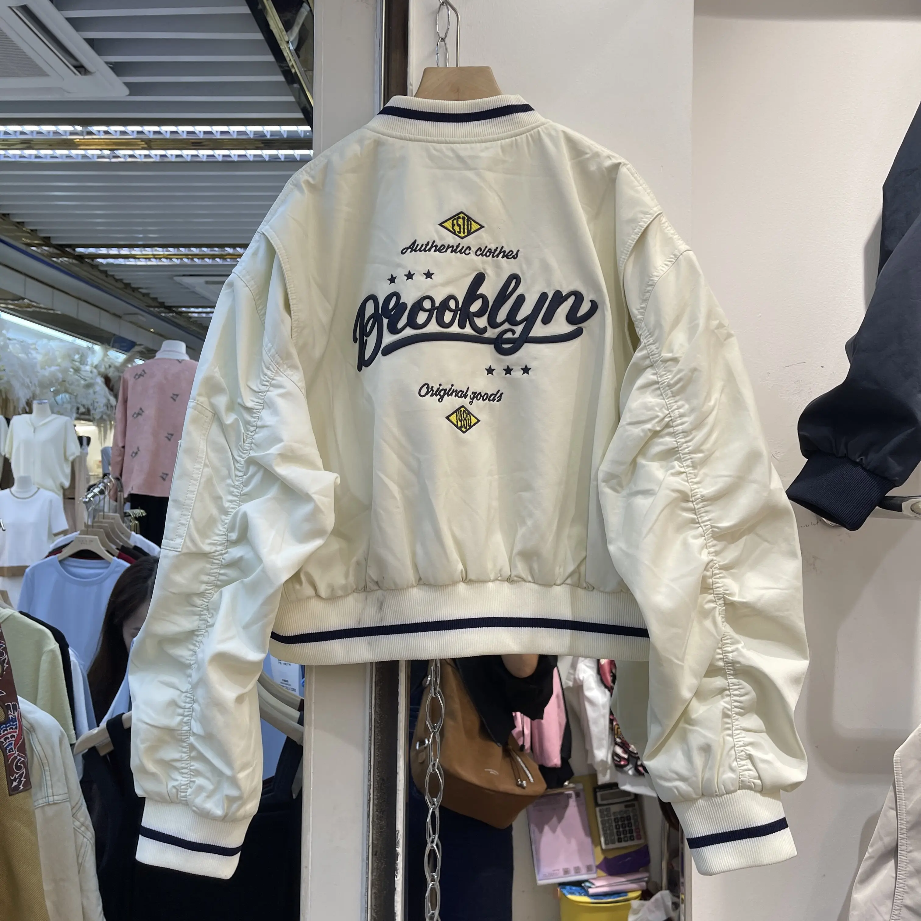 Fashionable New Spring Autumn Female Baseball Jersey Stand Collar Letters Embroidery Loose Cardigans Coat Casual Bomber Jackets