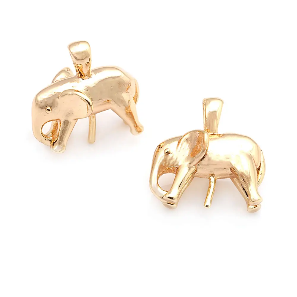 18K Gold Color Brass Elephant Charms Pendants High Quality Diy Jewelry Making Supplies Necklace Earrings Findings Accessories