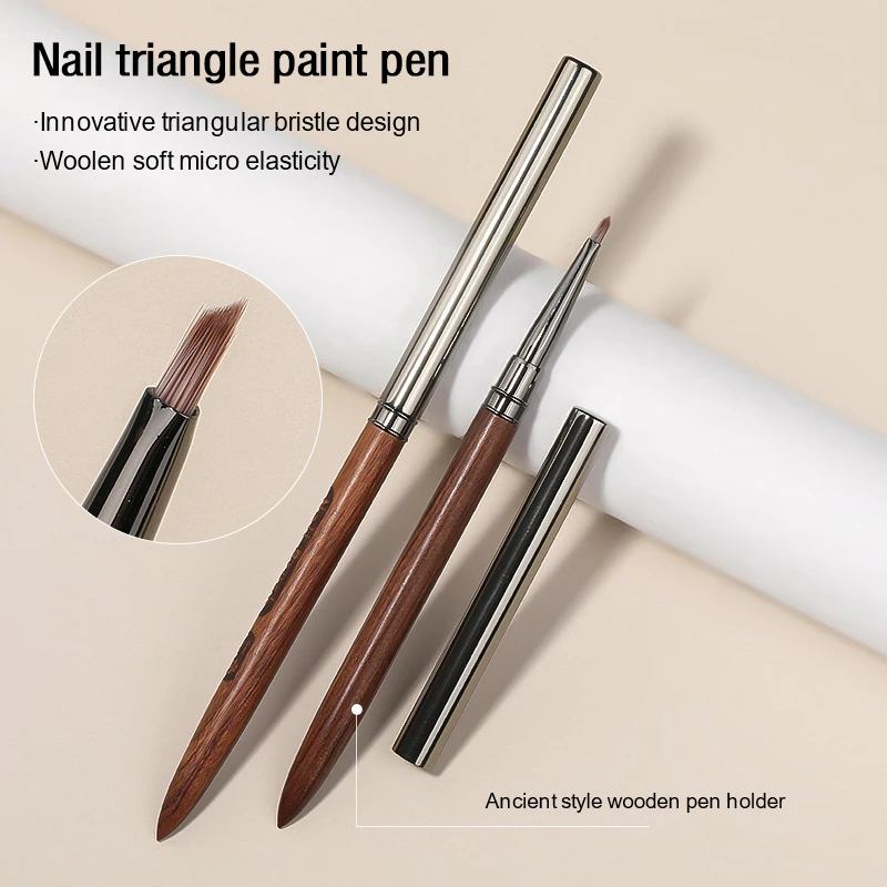 1 pz Nail Art pennello gradiente Dizzy Dye penna manico in legno angolo pittura per unghie punteggiatura strumenti sandalo triangolo penna pittura penna