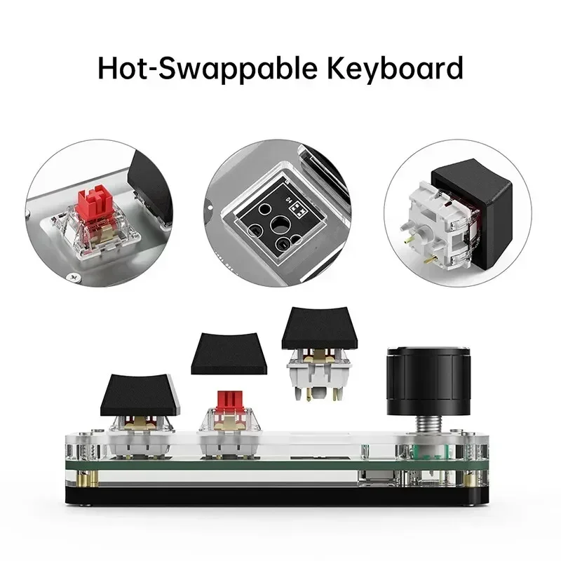RGB 3 Key Customize Wired Mini Keyboard Macro Knob Copy Paste Shortcut Key E-sports Game Mechanical Hot Swap Mini Keyboard
