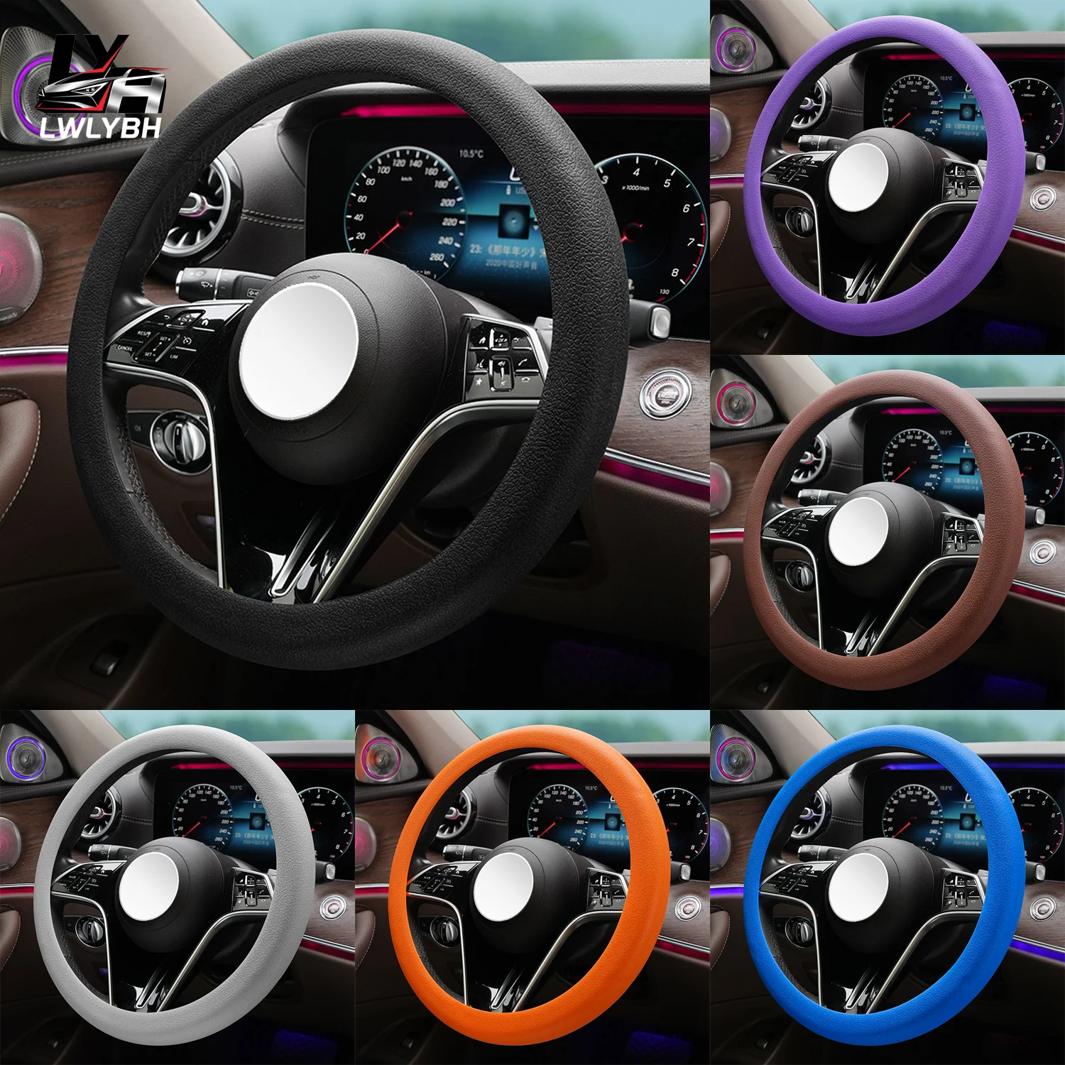 

Car Steering Wheel Cover Automoblie Silicone Handle Cover Vehicle Elastic Protetive Steering Wheel Multi Color Interior Cover