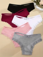 Women's Cotton Briefs Sexy Lace Underpant Hollow Brazilian Panties Comfortable Underwear Lingerie S-XL Solid Color Lingerie