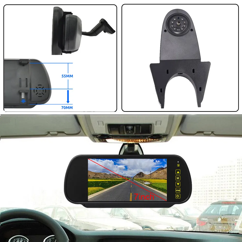 

For Transporter/Ford Transit /Iveco /Peugeot Boxer/Citroen Jumper/Fiat Ducatol Car Reverse Roof Camera With 7-inch mirror kit