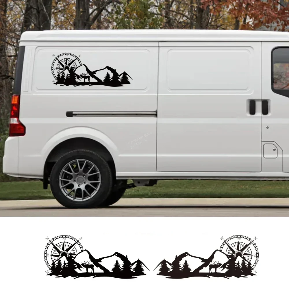 2 Stück Autoaufkleber mit Bergmotiven für Wohnmobil, Pferdeanhänger, Wohnwagen, Reisemobil, Van, Karosseriedekoration, Vinyl-Aufkleber, Zubehör