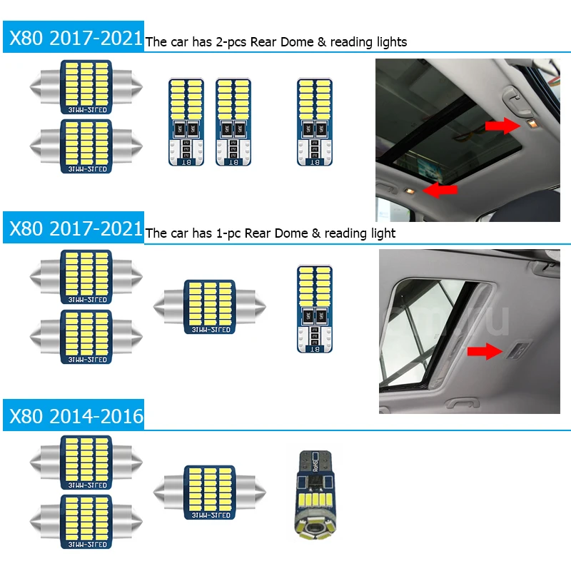 Canbus سيارة Led مصباح داخلي أطقم ل FAW bestorn X80 2014-2021 جذع مصباح/مصباح سقف/مصابيح للقراءة لا خطأ/خطأ مجاني #2