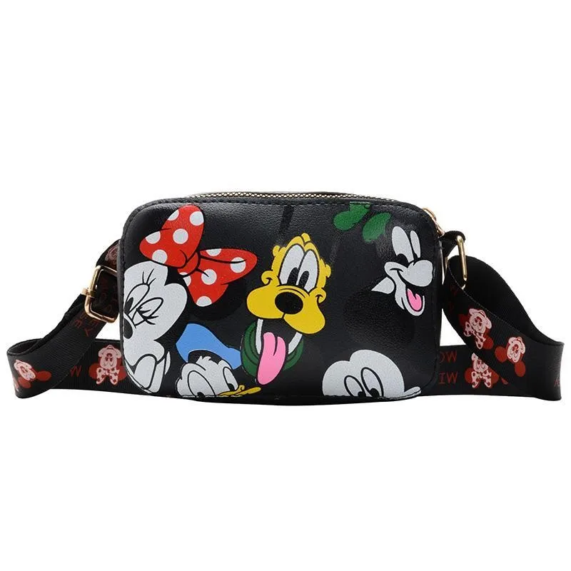 Tas Anak-anak Merek Disney Tas Kurir Lucu Motif Mickey Fashion Kasual Tas Selempang Bahu Satu Kartun Kulit PU Anak Perempuan Laki-laki