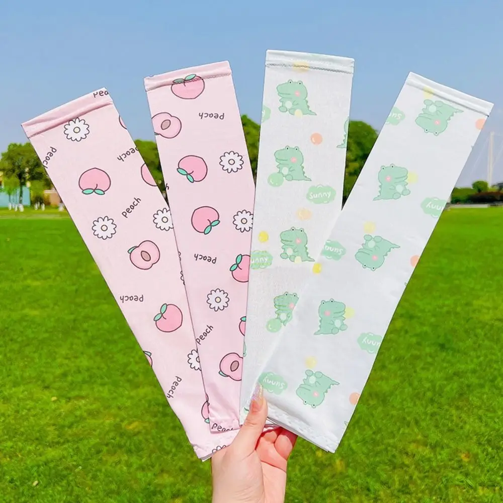 UV Protection Sun Protection Arm Sleeves Cartoon Ice Silk Breathable Long Arm Cover Elastic Beach Sleeve Kids