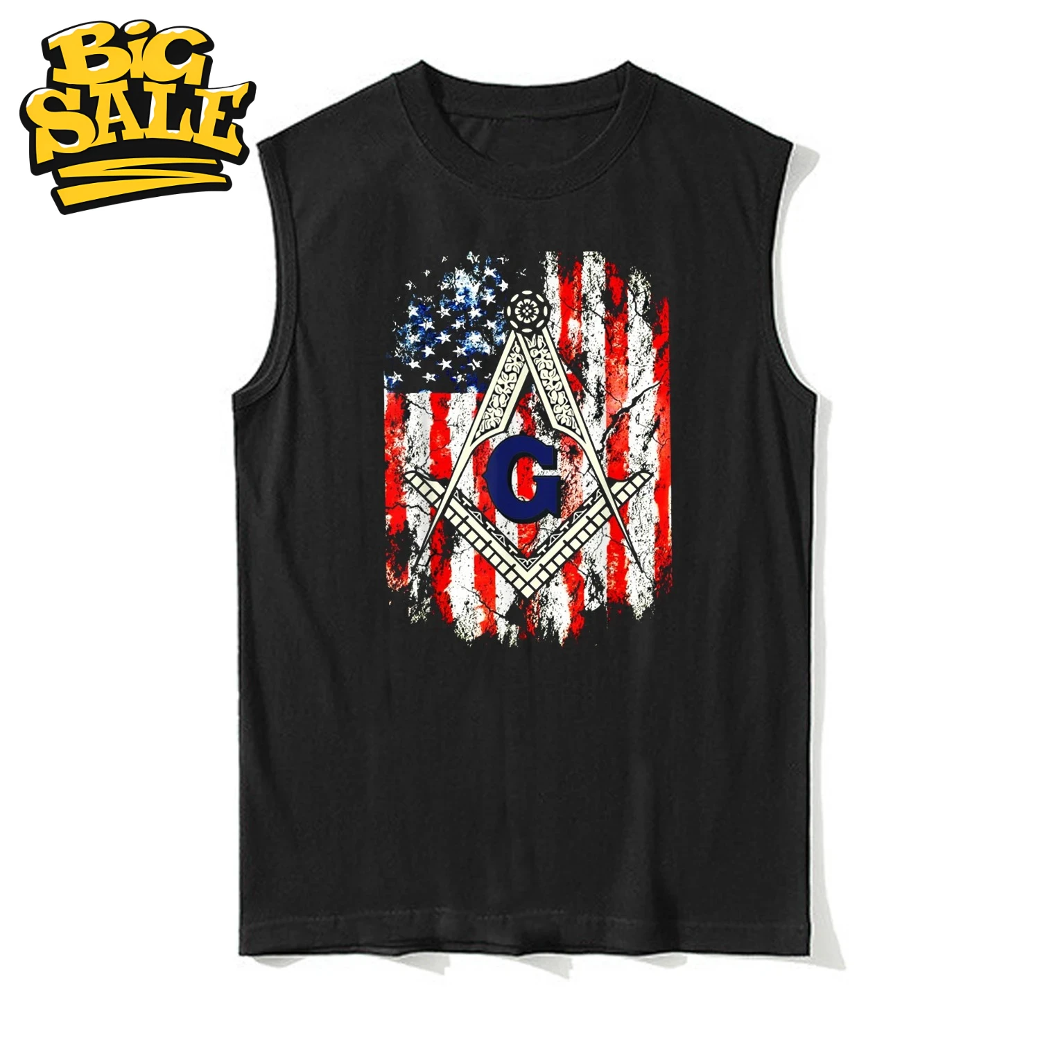 

Масонский американский флаг, квадратный и компас, масонская майка, 100% хлопок, с круглым вырезом, летние повседневные мужские майки, футболка без рукавов