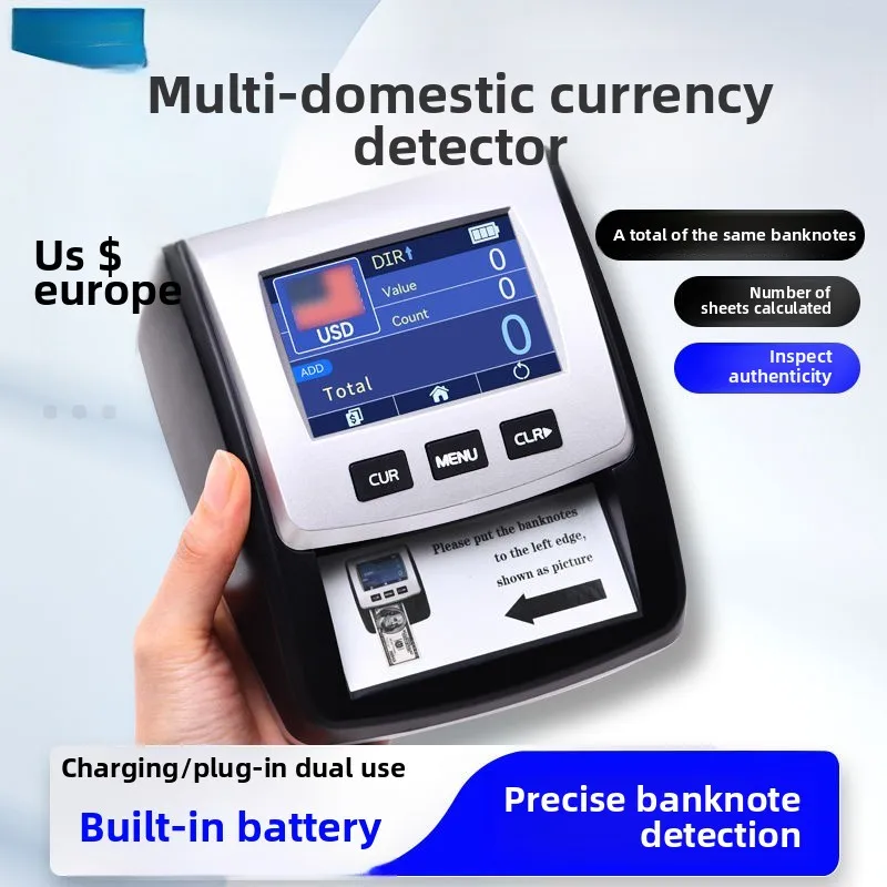 Lithium Battery Foreign Currency Banknote Detector Portable Handheld Small US Dollar Euro Multi-country Banknote Detector