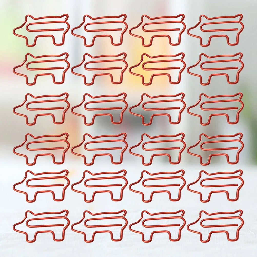 

100Pcs Creative Red Pig Paper Clips Firm Durable Break Resistant Letter Holders Envelope Decorative Supplies