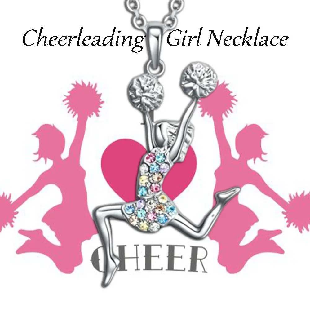 Stylish and Beautiful Shiny Colorful Diamond Vibrant Cheerleader Girl Pendant Necklace, Perfect Gift for Family and Friends