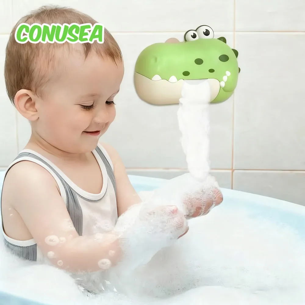유아 목욕 장난감 공룡 버블 머신 음악 자동 버블 블로어 전기 흡착컵 어린이 목욕 동반자