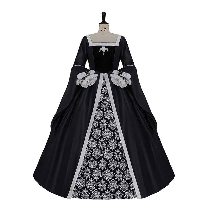 Renaissance Black  Vintage Gothic Princess  Queen Dresses Historical Period Ball Gown Theater Clothing