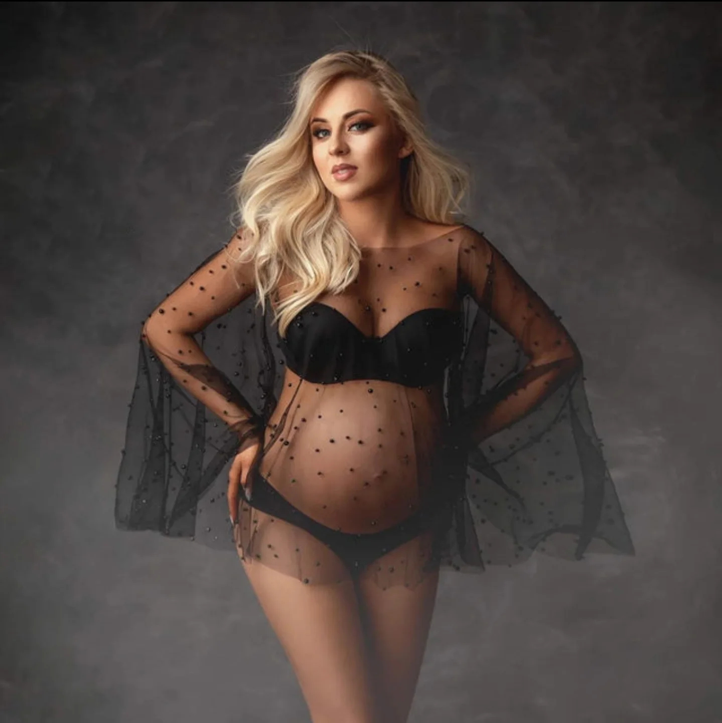 Cross-border Maternity Photos, Photo Studio Photos, Perspective Sexy Net Beads, Xianer Pregnancy Flavor, Mommy Photo Clothes