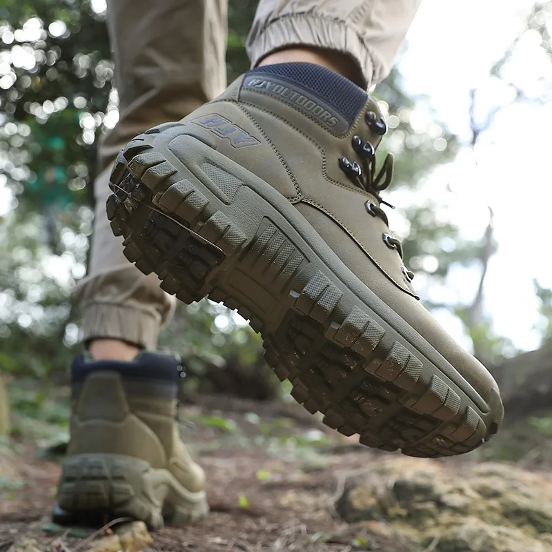 Gh-Top Leather Men's Boots Breathable Desert  Boots Outdoor Non-slip Hiking  Men Motorcycle  Work Ankle  2025 New