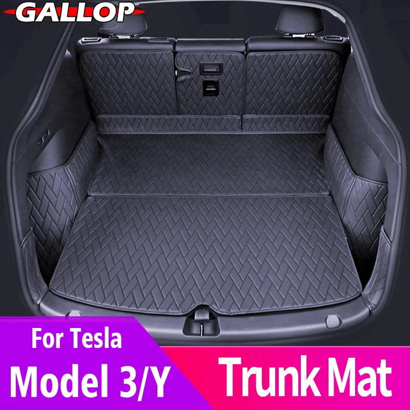 For Tesla 2021-2023 Model Y Car Leather Fully Surrounded Trunk Mat model y Accessories Floor Mats Pad interior Trim Decoration