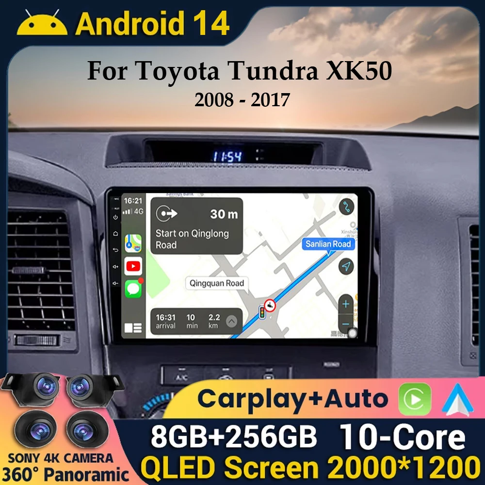 

Android 14 Carplay Car Radio For Toyota Tundra XK50 2007 - 2013 Sequoia XK60 2008 - 2017 Navigation GPS Multimedia Player stereo